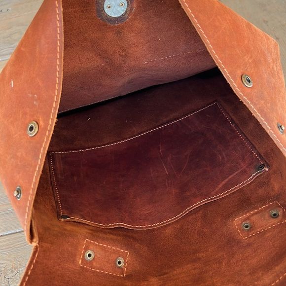 We the Free Handcrafted LEATHER BACKPACK in Cognac Brown - Picture 3 of 6